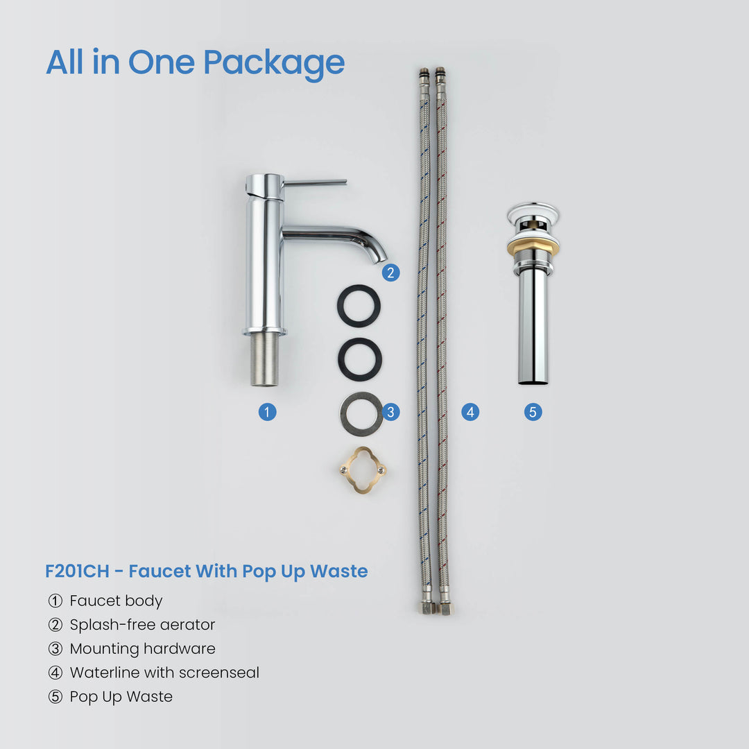 Value Collection Single-Handle Single-Hole Bathroom Faucet with Pop-Up Drain in F201