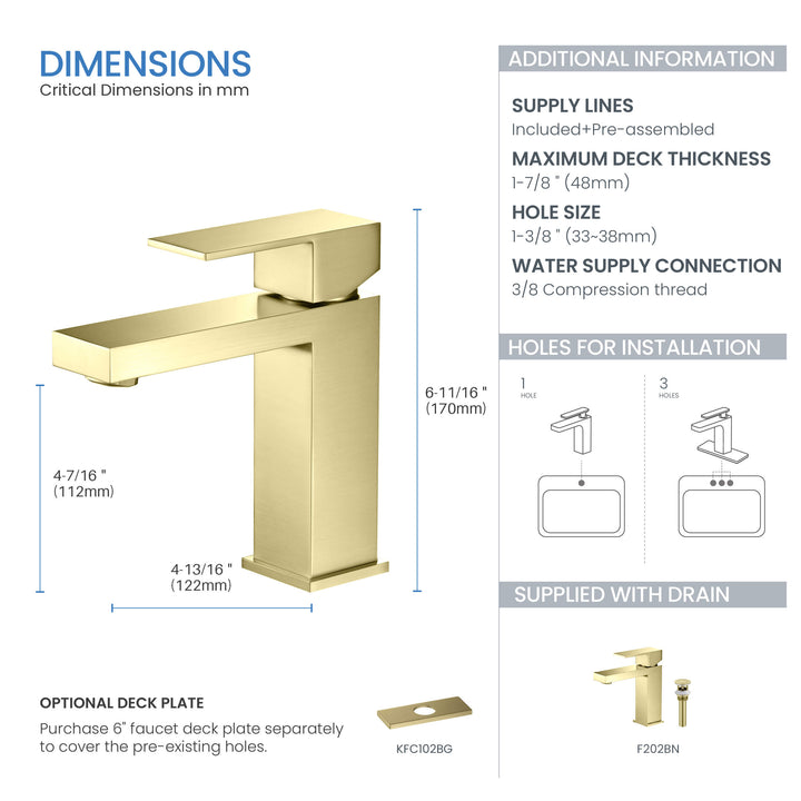 Value Collection Single-Handle Single-Hole Bathroom Faucet with Pop-Up Drain in F202