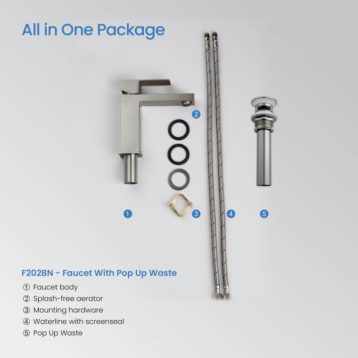 Value Collection Single-Handle Single-Hole Bathroom Faucet with Pop-Up Drain in F202