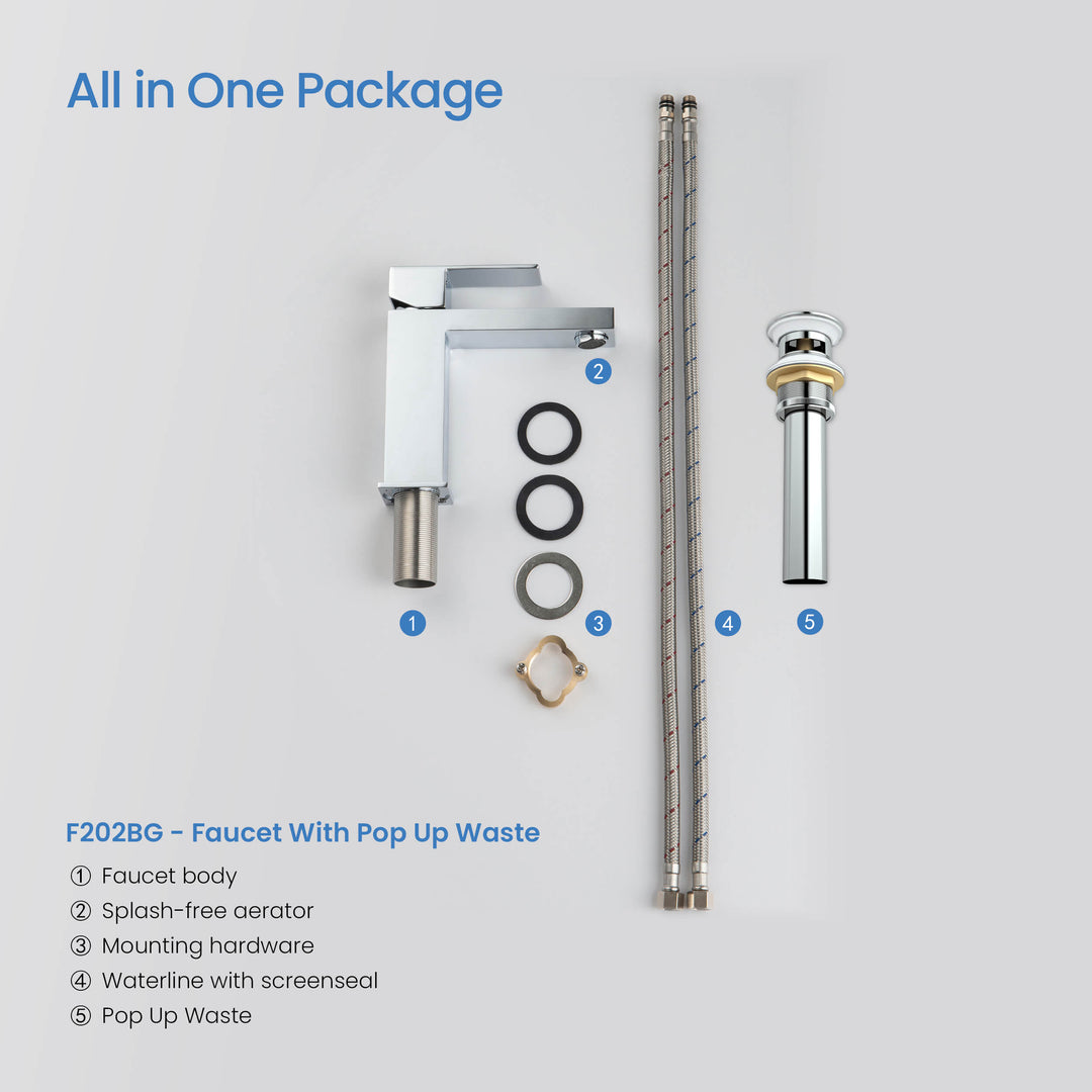 Value Collection Single-Handle Single-Hole Bathroom Faucet with Pop-Up Drain in F202