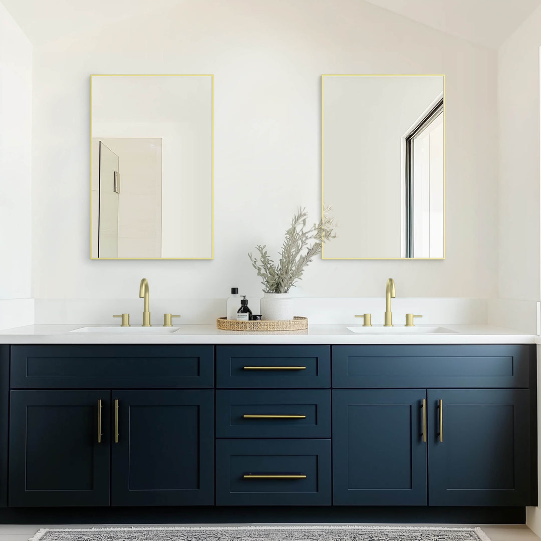 24" x 36" Metal Frame Wall-Mount Bathroom Mirror, Shatterproof in FM1