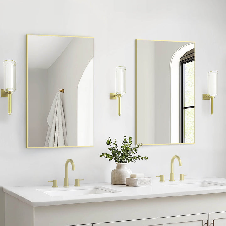 24" x 36" Metal Frame Wall-Mount Bathroom Mirror, Shatterproof in FM1