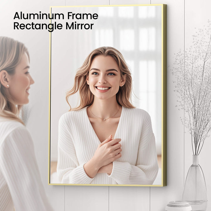 24" x 36" Metal Frame Wall-Mount Bathroom Mirror, Shatterproof in FM1