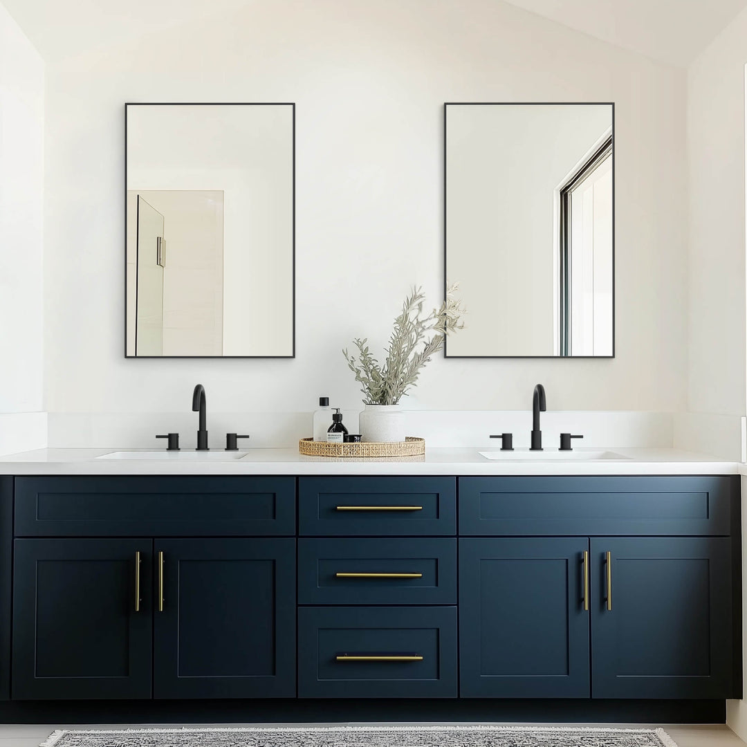 24" x 36" Metal Frame Wall-Mount Bathroom Mirror, Shatterproof in FM1