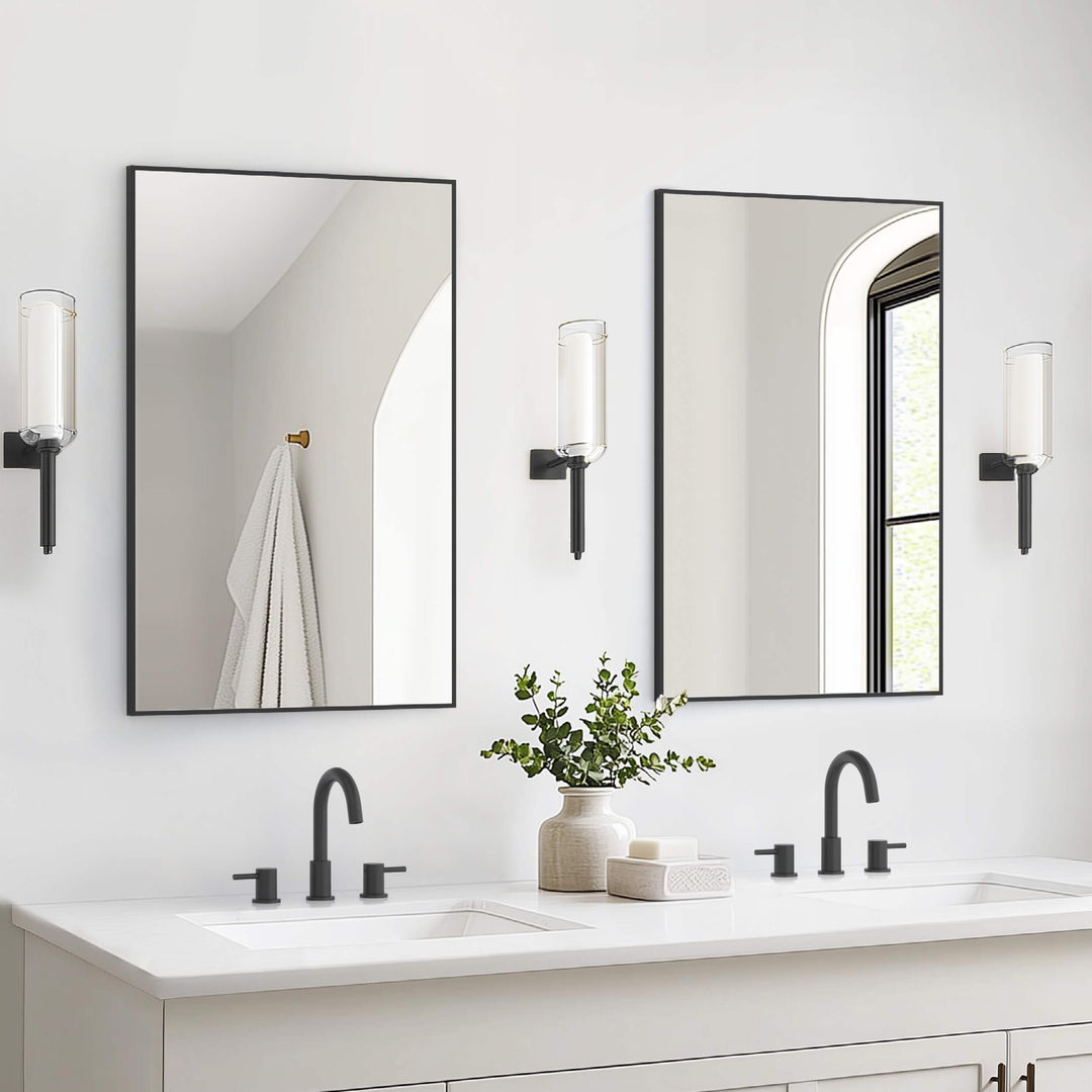 24" x 36" Metal Frame Wall-Mount Bathroom Mirror, Shatterproof in FM1