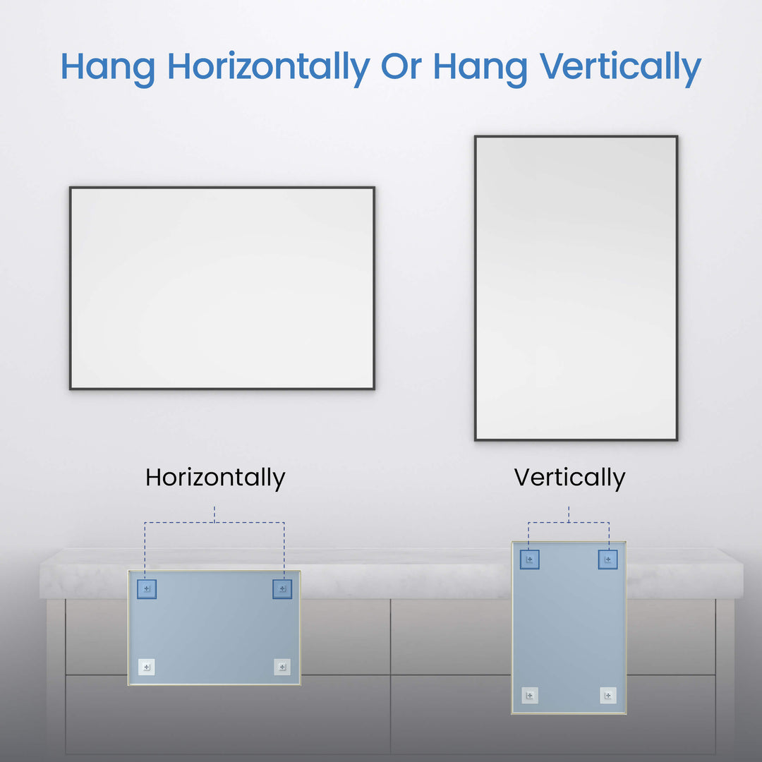 24" x 36" Metal Frame Wall-Mount Bathroom Mirror, Shatterproof in FM1