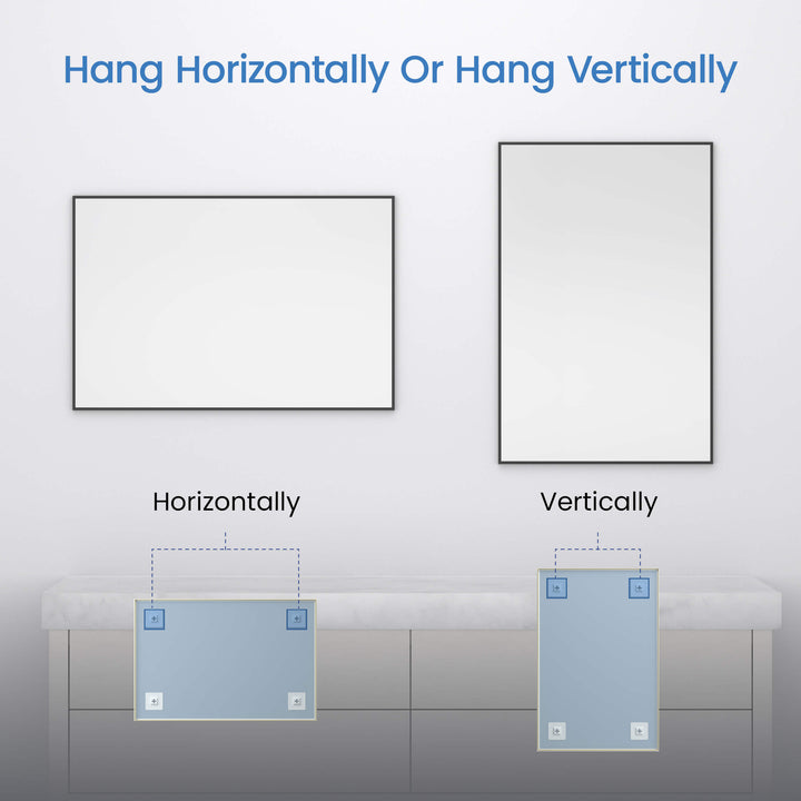 24" x 36" Metal Frame Wall-Mount Bathroom Mirror, Shatterproof in FM1