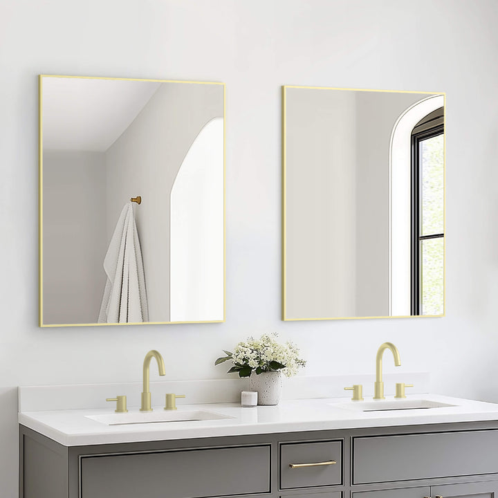 30" x 36" Metal Frame Wall-Mount Bathroom Mirror, Shatterproof in FM1