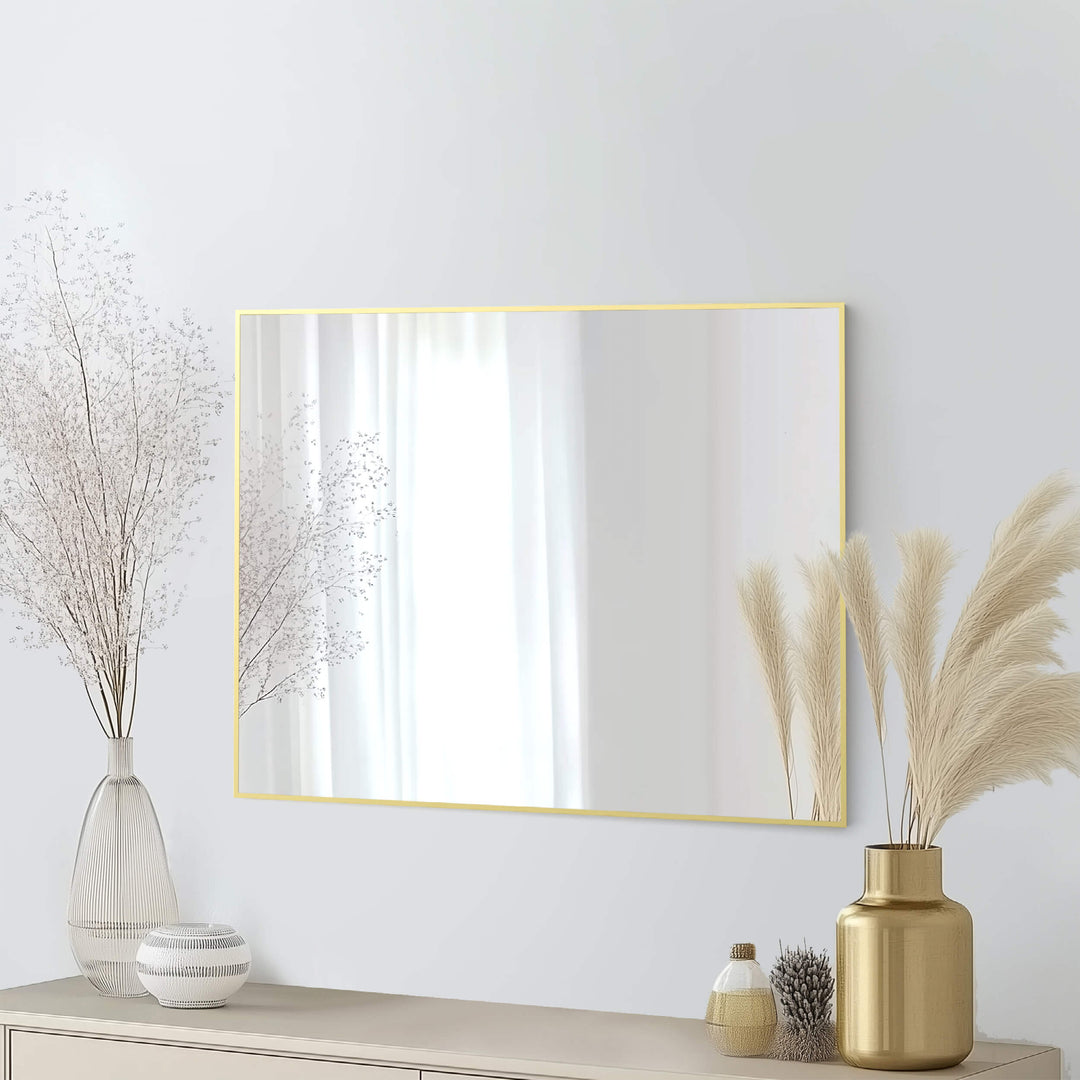 30" x 36" Metal Frame Wall-Mount Bathroom Mirror, Shatterproof in FM1