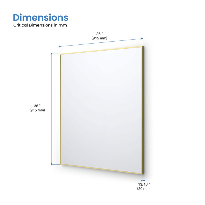 36" x 36" Metal Frame Wall-Mount Bathroom Mirror, Shatterproof in FM1