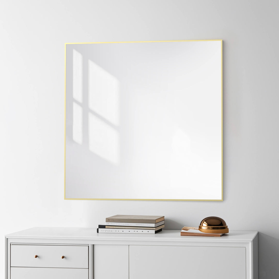 36" x 36" Metal Frame Wall-Mount Bathroom Mirror, Shatterproof in FM1