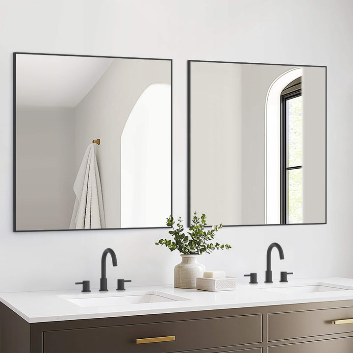 36" x 36" Metal Frame Wall-Mount Bathroom Mirror, Shatterproof in FM1