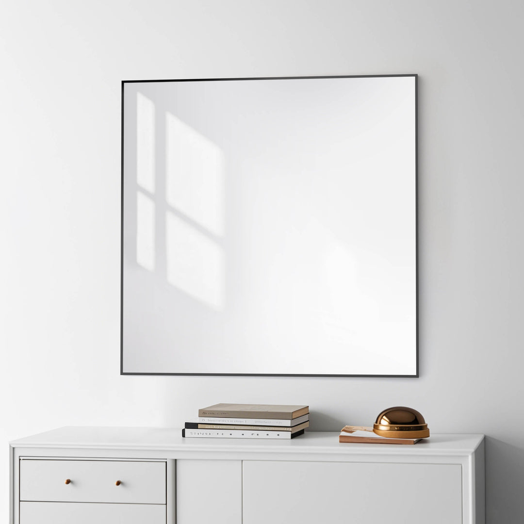 36" x 36" Metal Frame Wall-Mount Bathroom Mirror, Shatterproof in FM1