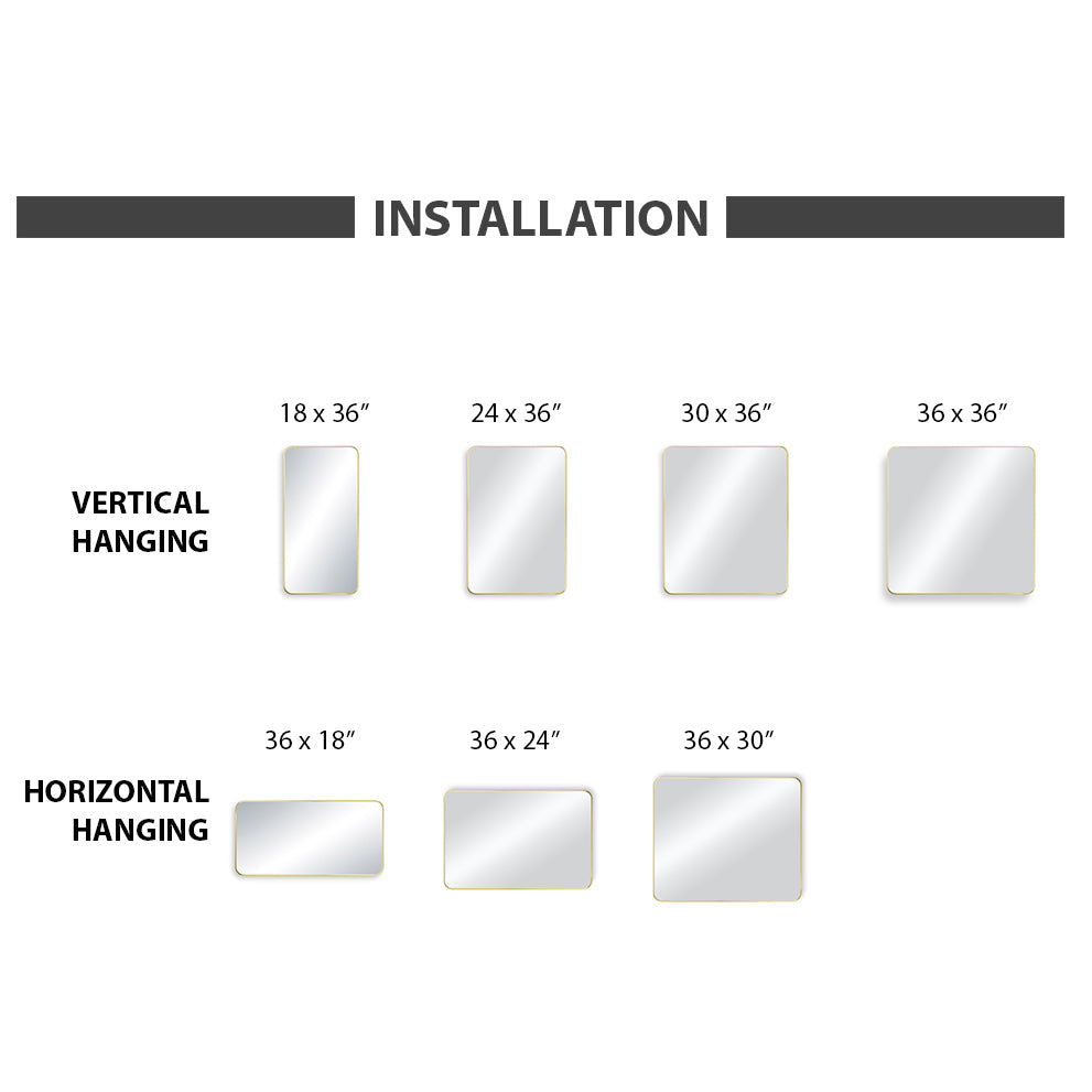 24" x 36" Metal Frame Wall-Mount Bathroom Mirror, Shatterproof in FM2