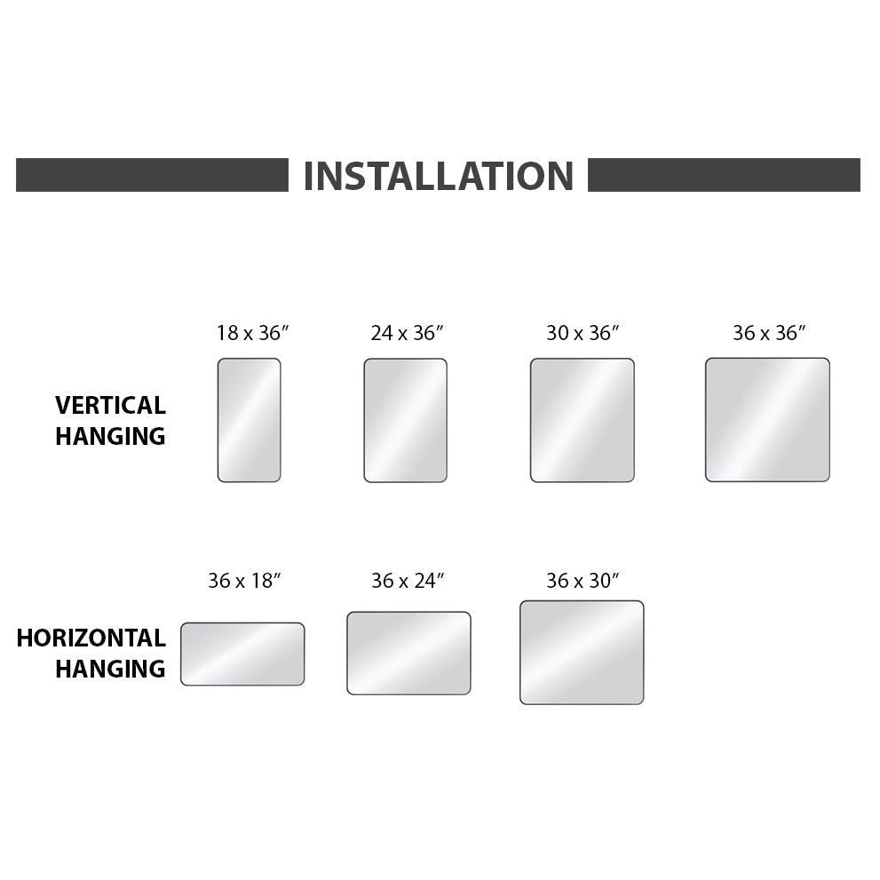 24" x 36" Metal Frame Wall-Mount Bathroom Mirror, Shatterproof in FM2