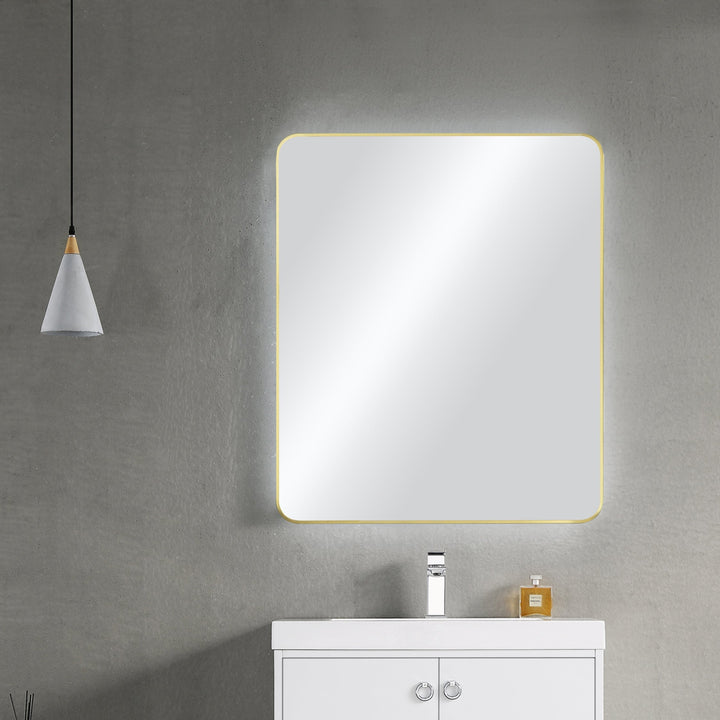 30" x 36" Metal Frame Wall-Mount Bathroom Mirror, Shatterproof in FM2