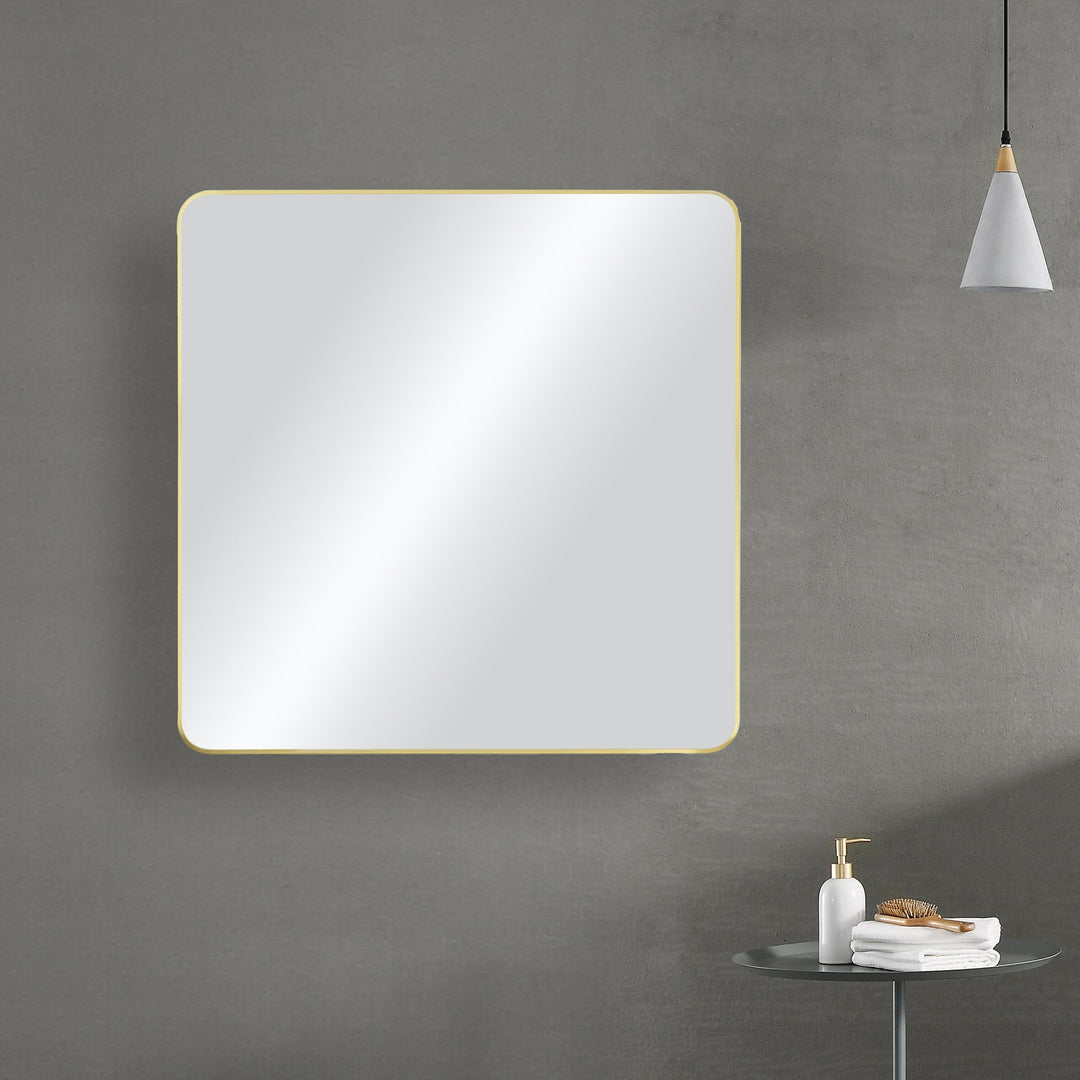 30" x 36" Metal Frame Wall-Mount Bathroom Mirror, Shatterproof in FM2