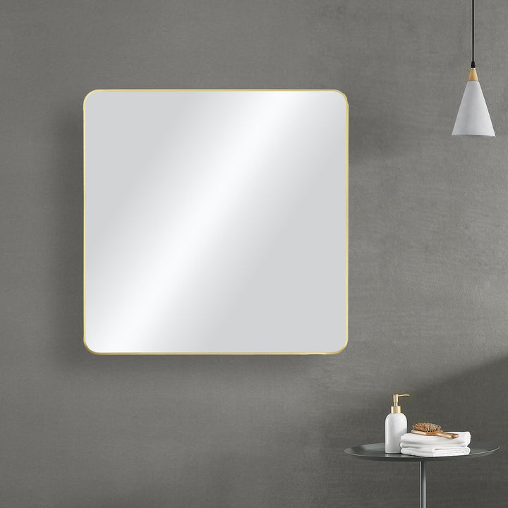 30" x 36" Metal Frame Wall-Mount Bathroom Mirror, Shatterproof in FM2