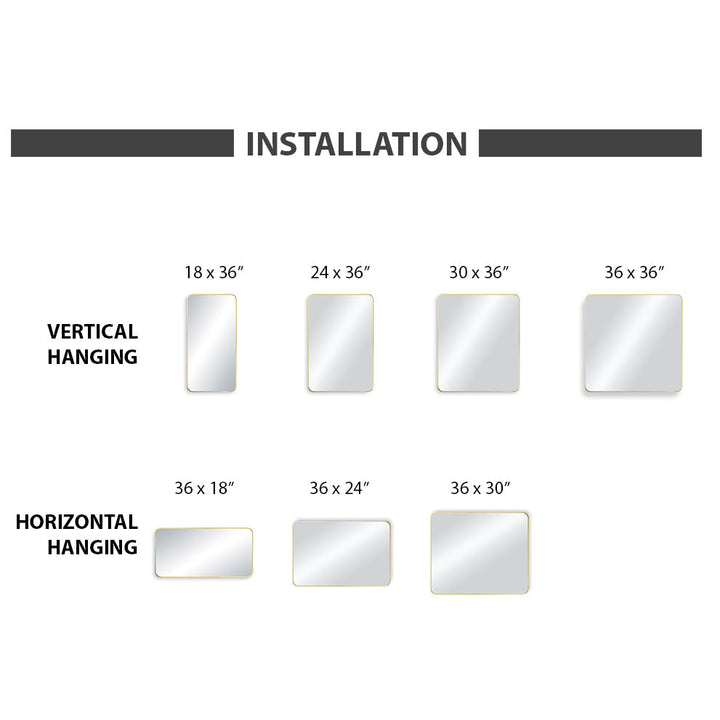 30" x 36" Metal Frame Wall-Mount Bathroom Mirror, Shatterproof in FM2