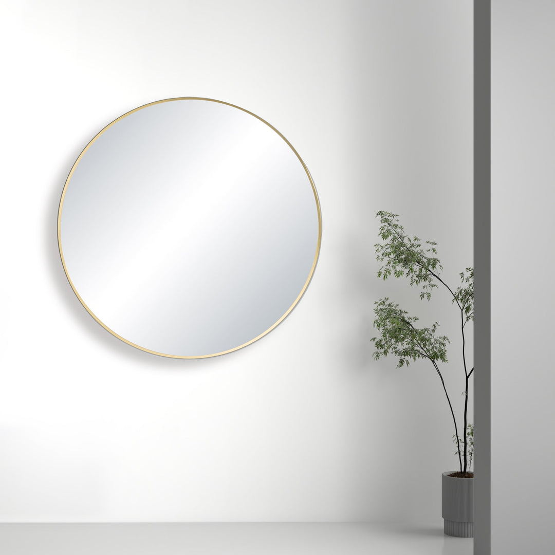 24" Round Metal Frame Wall-Mount Bathroom Mirror, Shatterproof