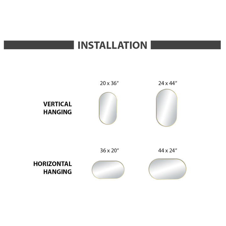 24" x 44" Metal Frame Wall-Mount Bathroom Mirror, Shatterproof