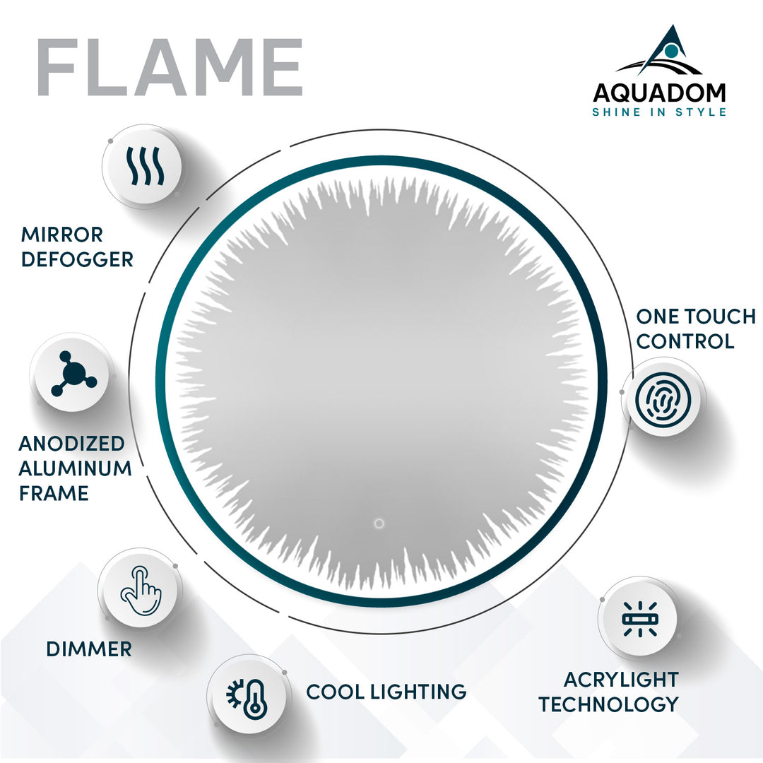 Flame 24" LED Bathroom Mirror, Anti-Fog