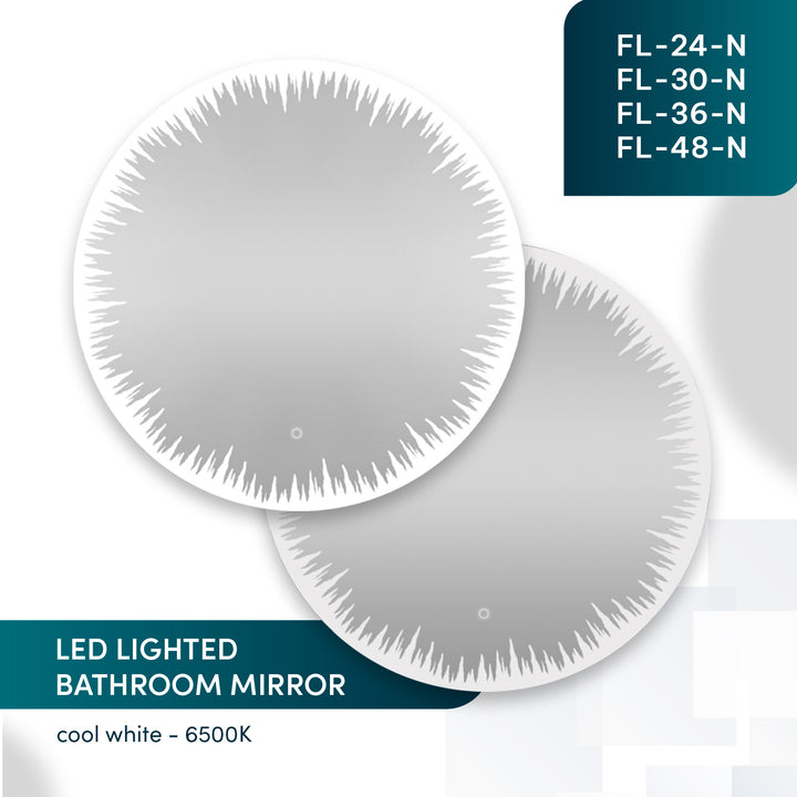 Flame 24" LED Bathroom Mirror, Anti-Fog