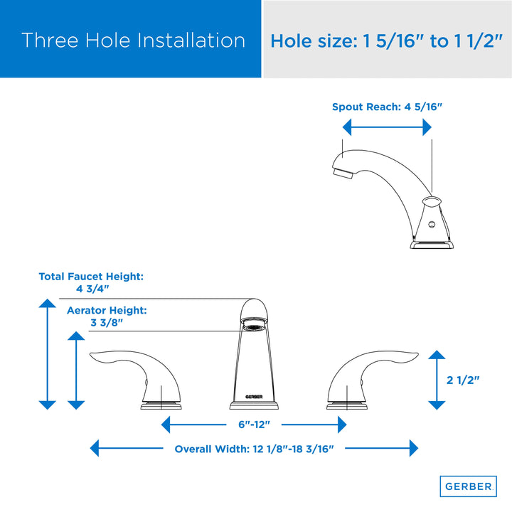 Viper™ Two Handle Widespread Bathroom Faucet with Metal Touch-Down Drain