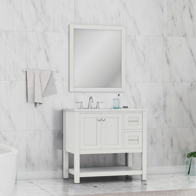 Alya Bath Wilmington 36" Freestanding Bathroom Vanity Cabinet in White | ANVE Kitchen & Bath