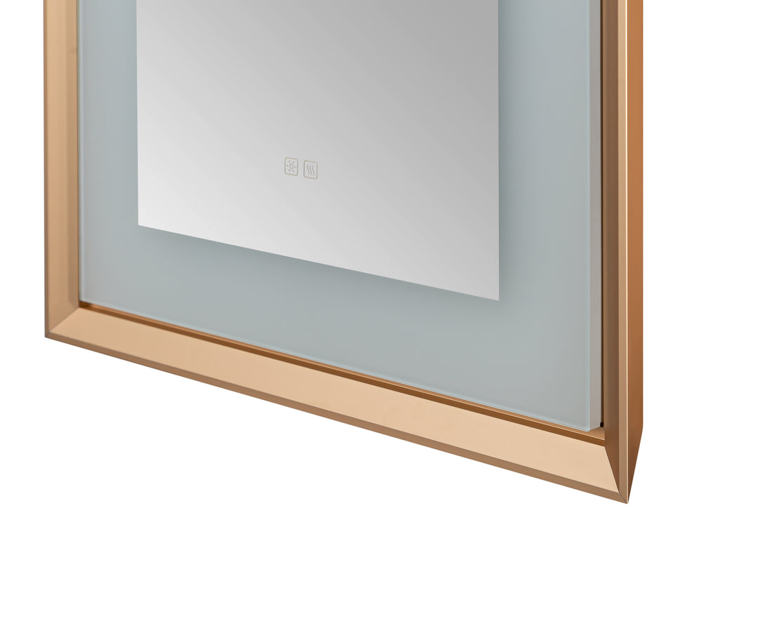 Madison 24" x 36" LED Bathroom Mirror in Brushed Gold, Anti-Fog