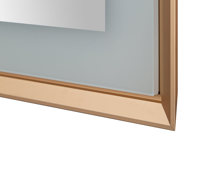 Madison 72" x 36" Framed LED Bathroom Mirror, Anti-Fog in Brushed Gold