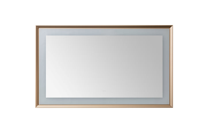 Madison 60" x 36" Framed LED Bathroom Mirror, Anti-Fog in Brushed Gold