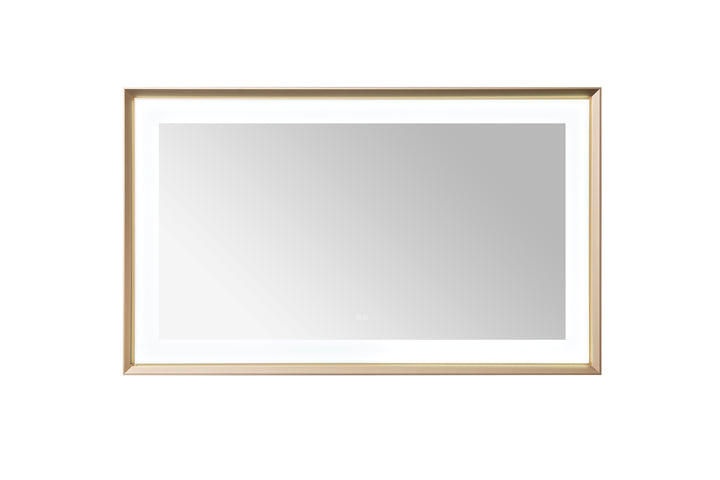 Madison 60" x 36" Framed LED Bathroom Mirror, Anti-Fog in Brushed Gold
