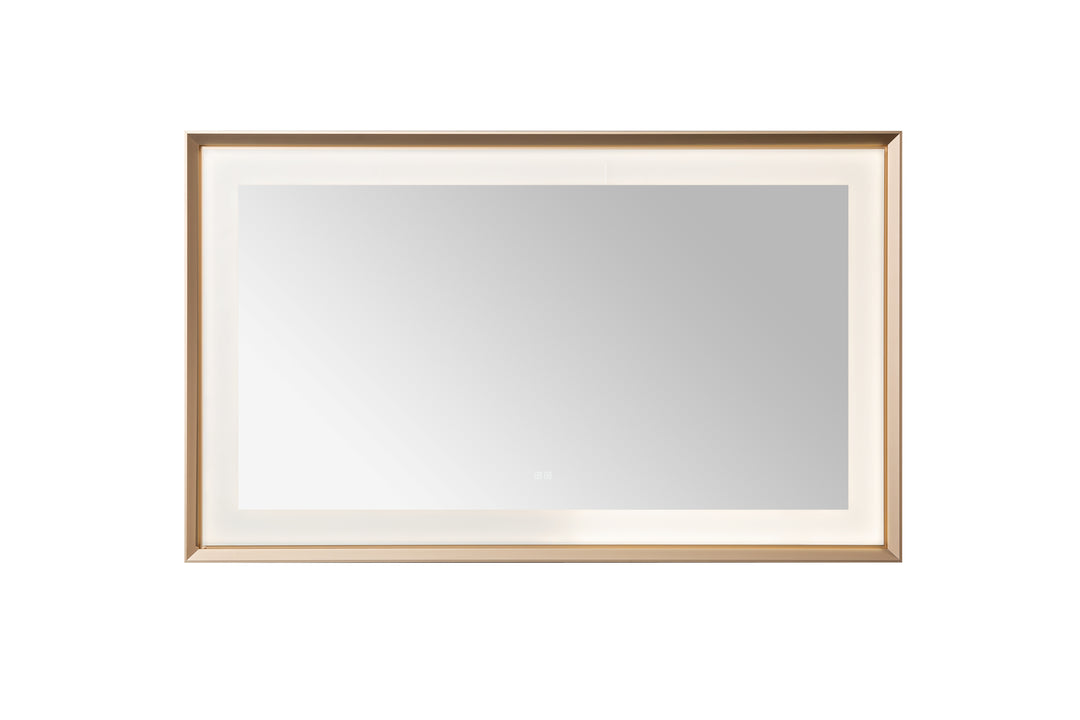 Madison 60" x 36" Framed LED Bathroom Mirror, Anti-Fog in Brushed Gold