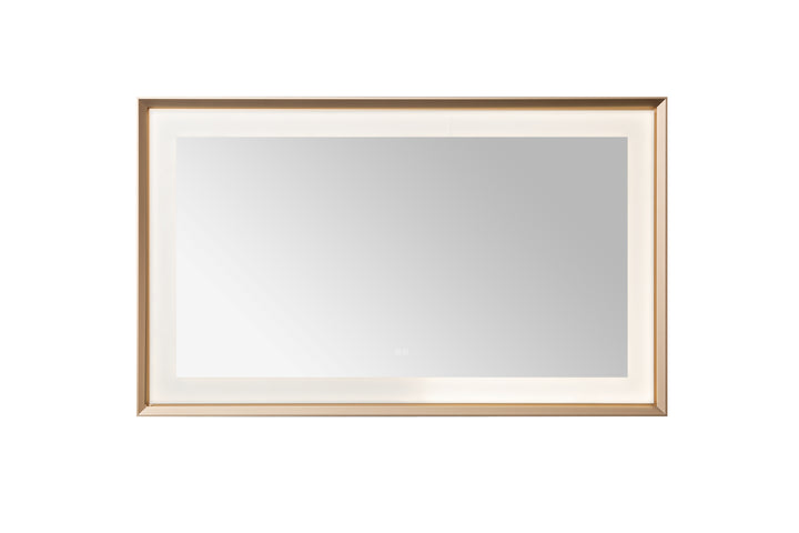 Madison 60" x 36" Framed LED Bathroom Mirror, Anti-Fog in Brushed Gold