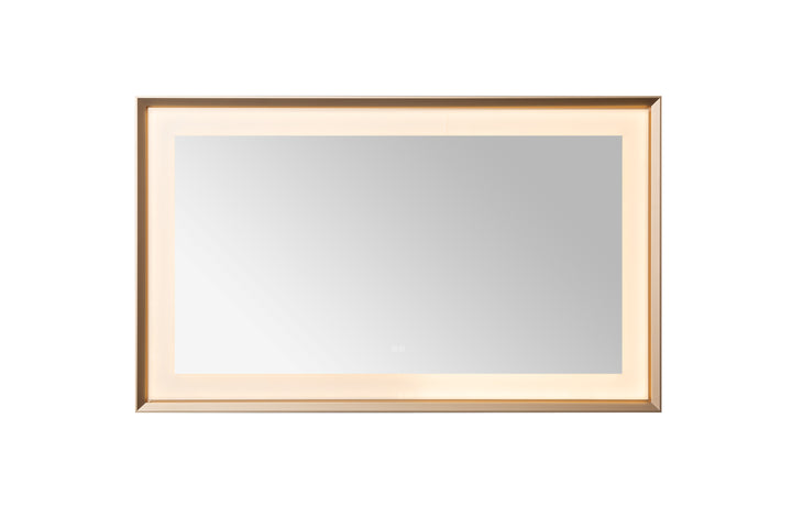 Madison 60" x 36" Framed LED Bathroom Mirror, Anti-Fog in Brushed Gold