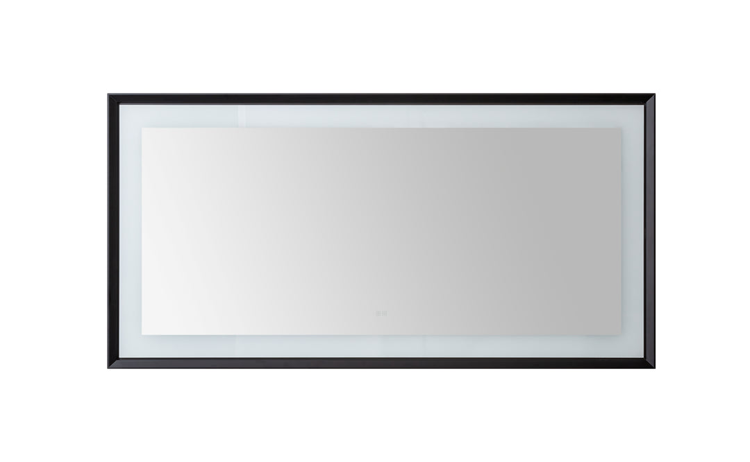 Madison 72" x 36" Framed LED Bathroom Mirror, Anti-Fog in Matte Black