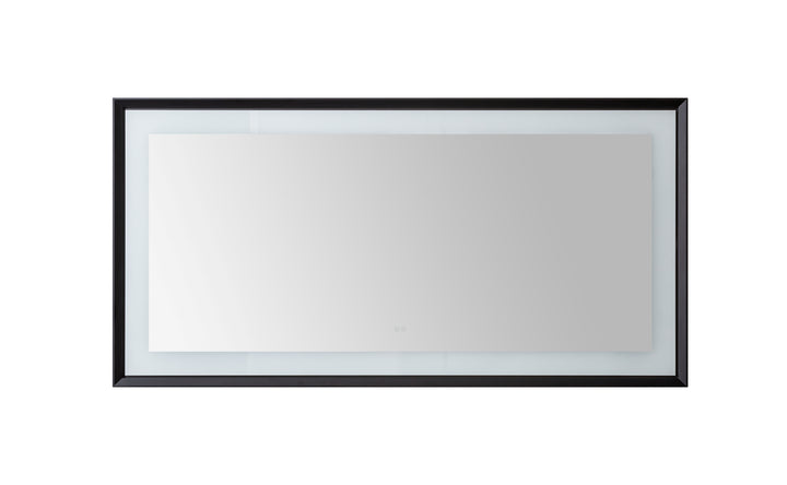 Madison 72" x 36" Framed LED Bathroom Mirror, Anti-Fog in Matte Black
