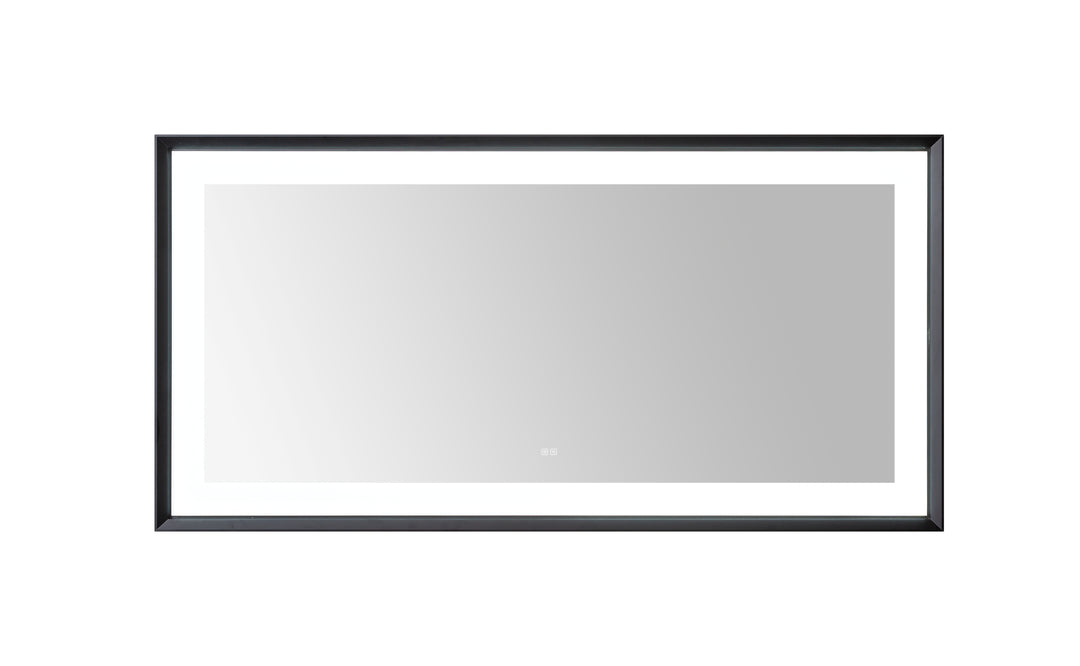 Madison 72" x 36" Framed LED Bathroom Mirror, Anti-Fog in Matte Black