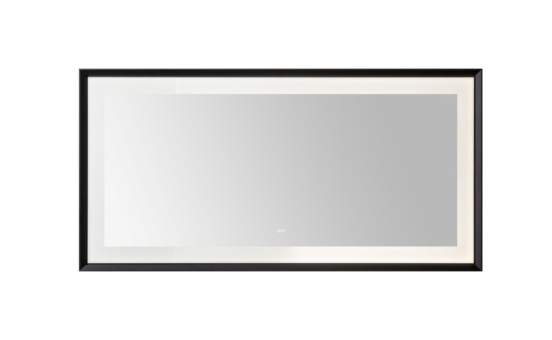 Madison 72" x 36" Framed LED Bathroom Mirror, Anti-Fog in Matte Black