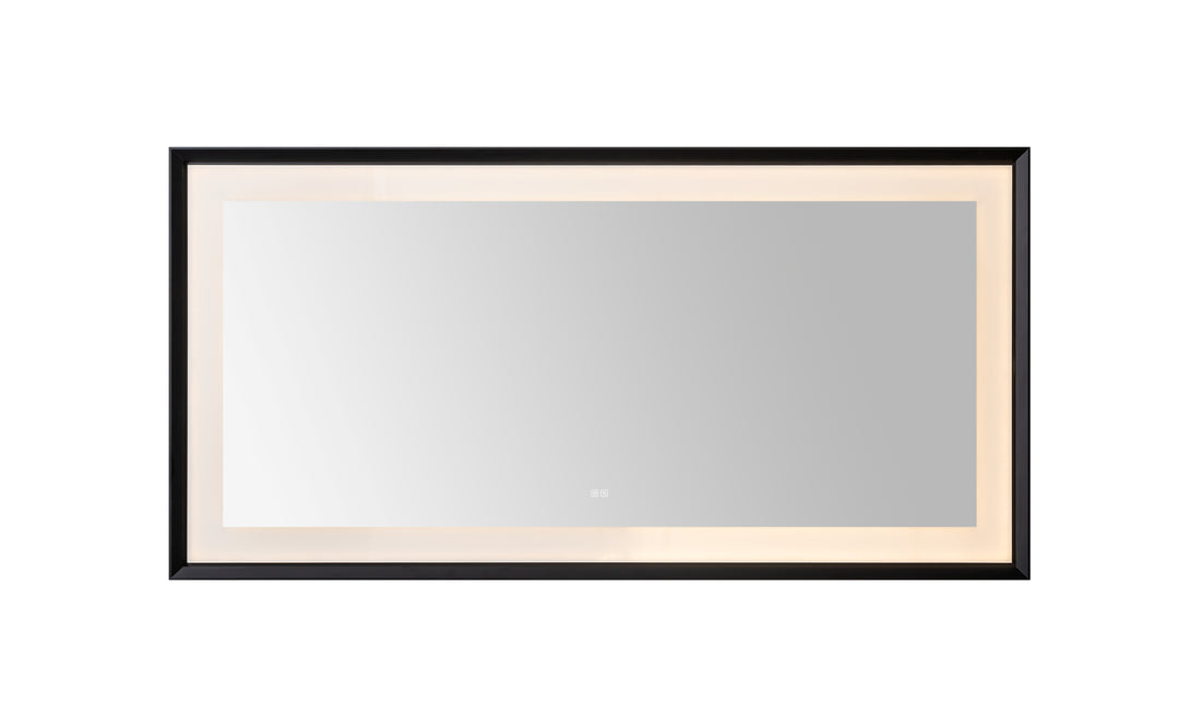 Madison 72" x 36" Framed LED Bathroom Mirror, Anti-Fog in Matte Black