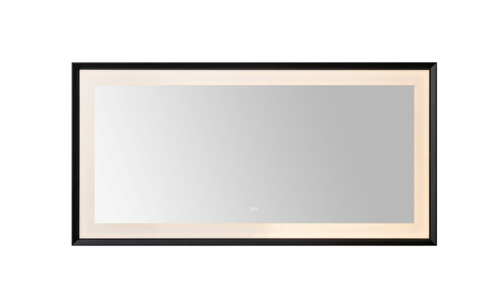Madison 72" x 36" Framed LED Bathroom Mirror, Anti-Fog in Matte Black