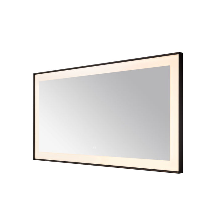 The Lexington 72 inch x 36 inch LED Lighted Slim Frame Mirror features a sleek black frame and built-in LED lighting around the edges, displayed against a white background.