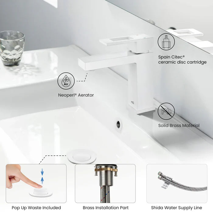 Quadra Single-Handle Single-Hole Bathroom Faucet with Pop-Up Drain