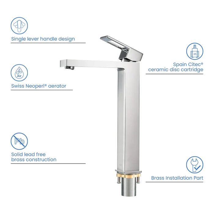 Quadra Single-Handle Single-Hole Bathroom Vessel Sink Faucet