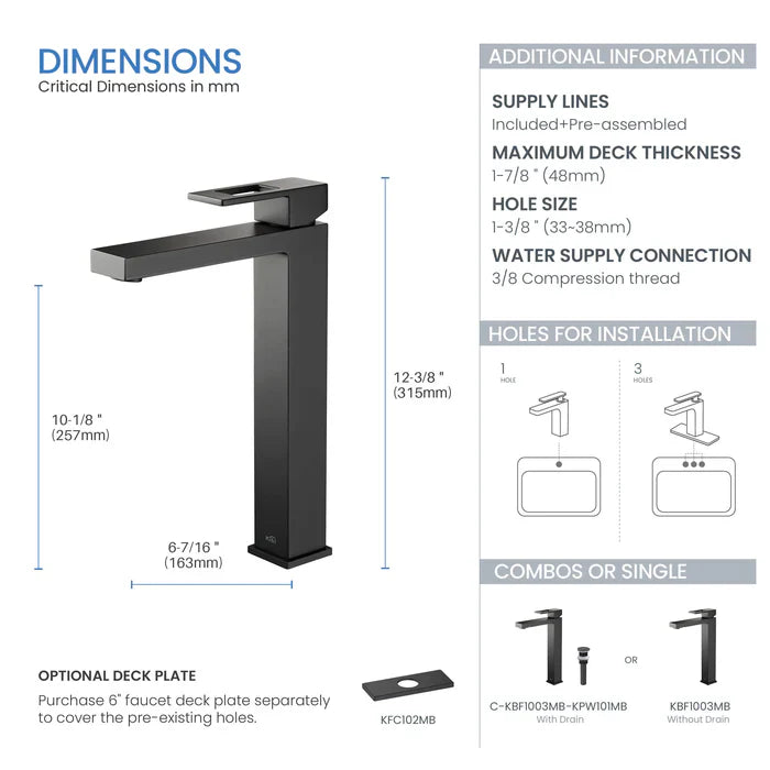 Quadra Single-Handle Single-Hole Bathroom Vessel Sink Faucet