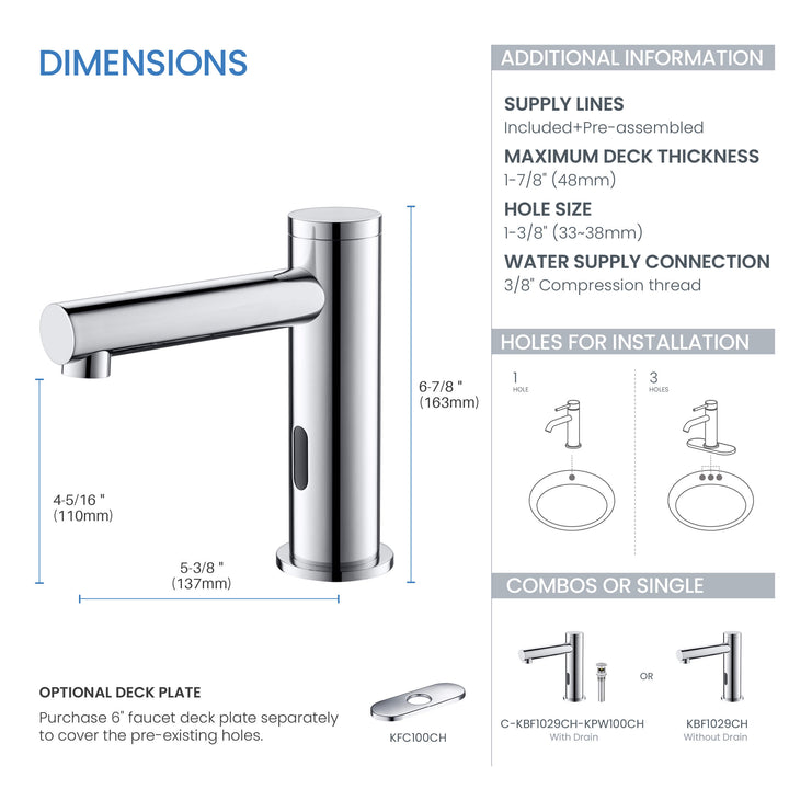 Halo Touchless Bathroom Faucet with Pop-Up Drain