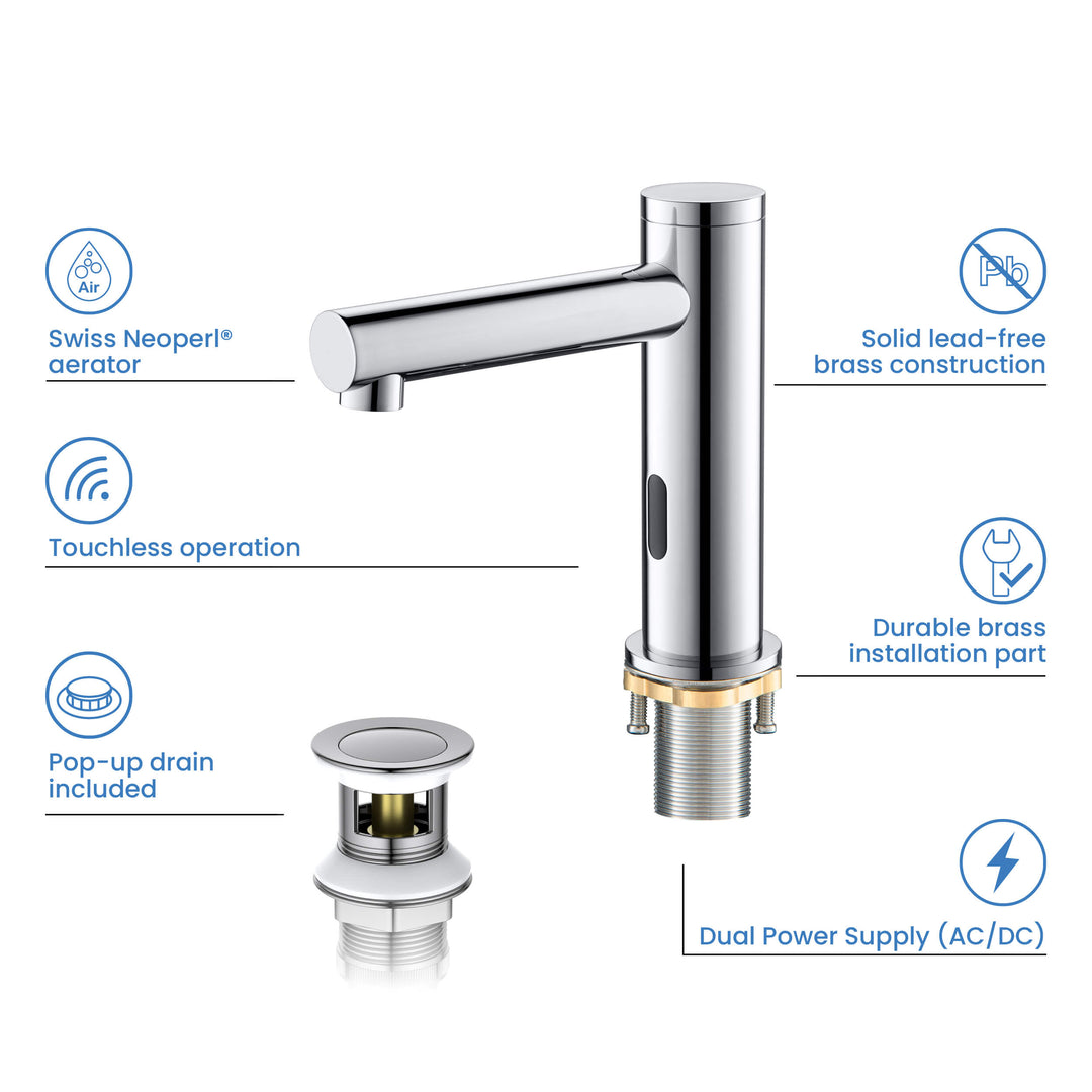 Halo Touchless Bathroom Faucet with Pop-Up Drain