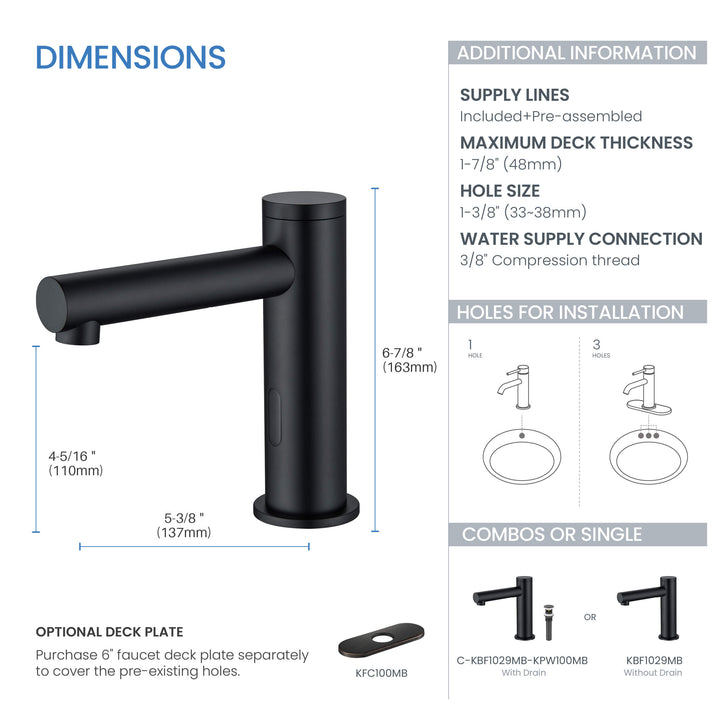 Halo Touchless Bathroom Faucet with Pop-Up Drain