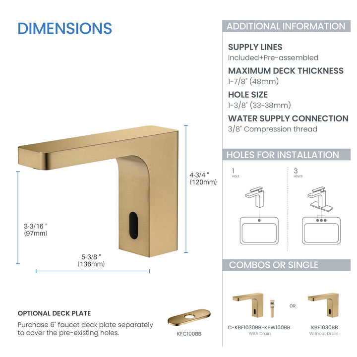 Fusion Touchless Bathroom Faucet with Pop-Up Drain